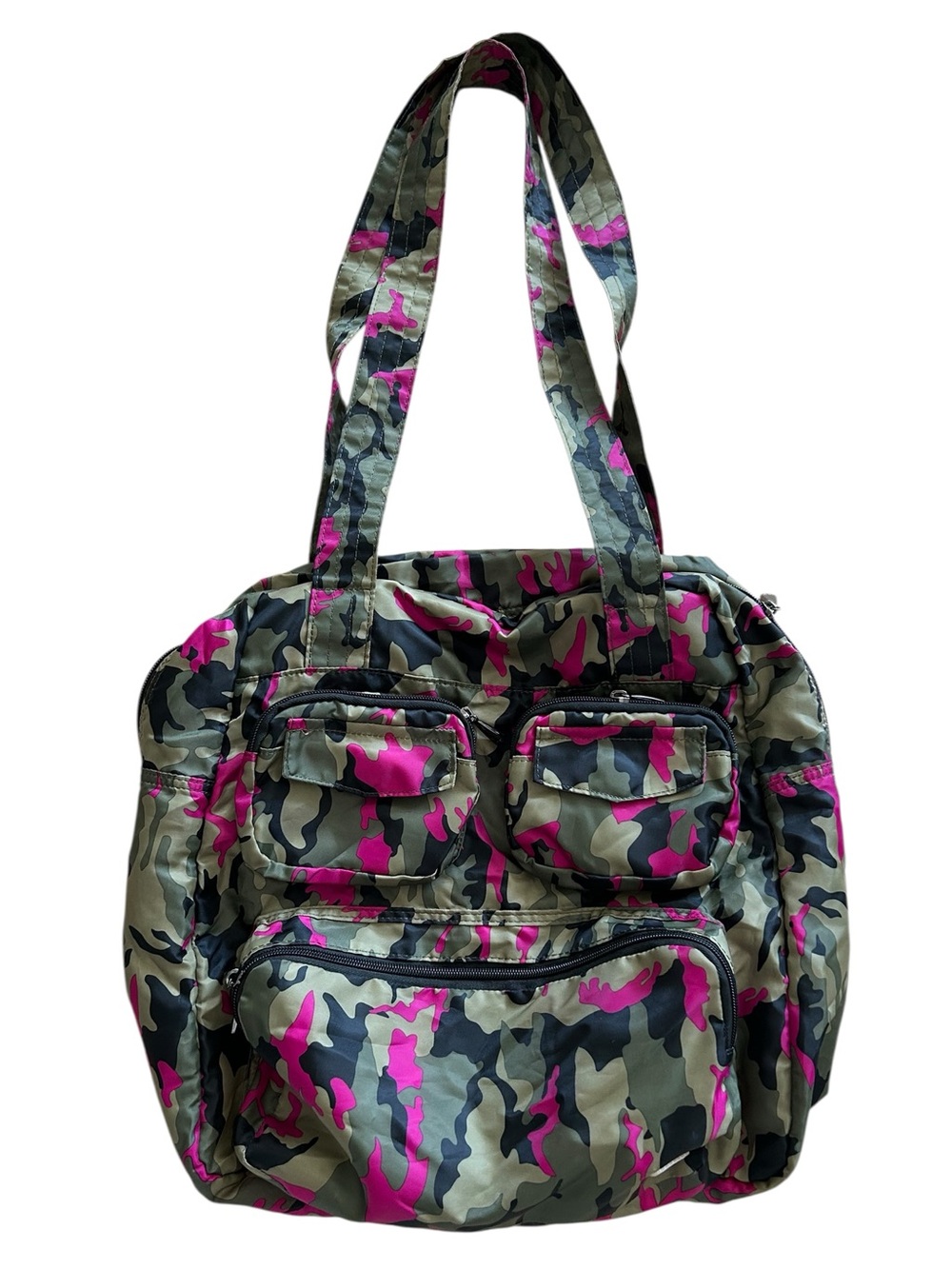 lug Pink & Olive Camo Puddle Jumper Multi-Pocket Tote
